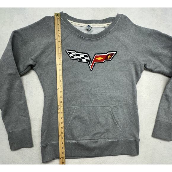 Chevrolet Corvette Logo Womens Sweatshirt Size Large Gray Scoop Neck Vette - Picture 4 of 7